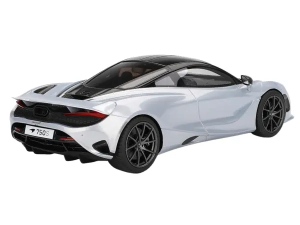 McLaren 750S Ice Silver Metallic with Black Top 1/18 Model Car by Top Speed #4