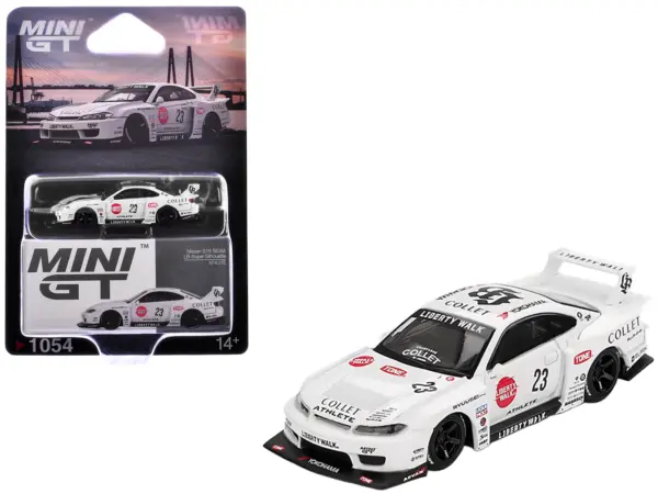 Nissan Silvia (S15) LB-Super Silhouette RHD (Right Hand Drive) #23 "Athlete" White with Graphics Limited Edition 1/64 Diecast Model Car by Mini GT #1