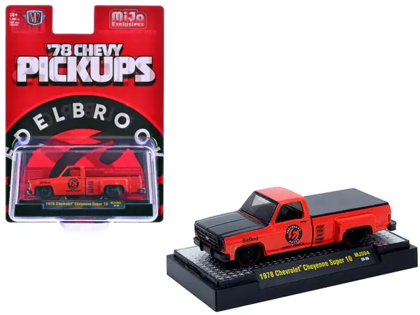 1978 Chevrolet Cheyenne Super 10 Pickup Truck "Edelbrock" Red with Black Hood Limited Edition to 9900 pieces Worldwide 1/64 Diecast Model Car by M2 Machines #1