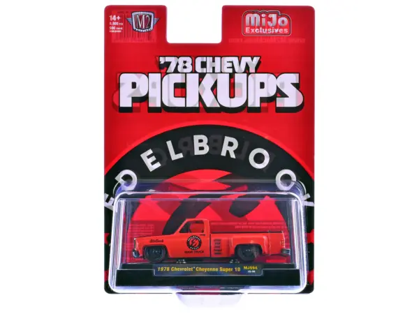 1978 Chevrolet Cheyenne Super 10 Pickup Truck "Edelbrock" Red with Black Hood Limited Edition to 9900 pieces Worldwide 1/64 Diecast Model Car by M2 Machines #3