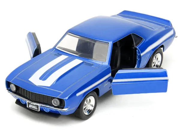 1969 Chevrolet Camaro Blue Metallic with White Stripes "2 Fast 2 Furious" (2003) Movie "Fast & Furious" Series 1/32 Diecast Model Car by Jada #2