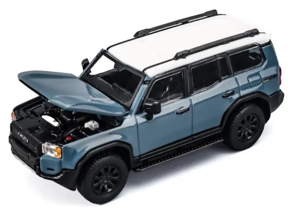 Toyota Land Cruiser 250 Blue with White Top 1/64 Diecast Model Car by Trends Hobby #2