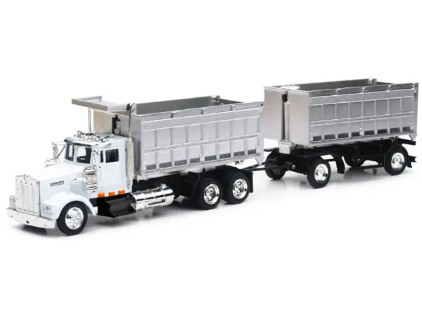 Kenworth W900 Dump Truck with Twin Dump Body White and Chrome "Long Haul Trucker" Series 1/43 Diecast Model by New Ray #2