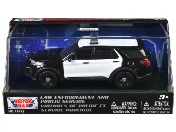 2022 Ford Police Interceptor Utility Black and White Unmarked "Law Enforcement and Public Service" Series 1/43 Diecast Model Car by Motormax #1