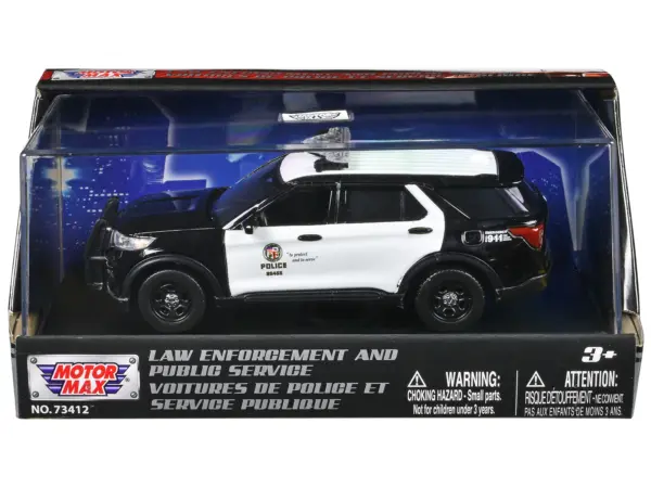 2022 Ford Police Interceptor Utility "LAPD (Los Angeles Police Department)" Black and White "Law Enforcement and Public Service" Series 1/43 Diecast Model Car by Motormax #1