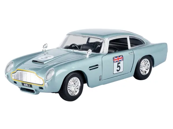 Aston Martin DB5 RHD (Right Hand Drive) #5 Light Blue Metallic "GT Racing" Series 1/24 Diecast Model Car by Motormax #2