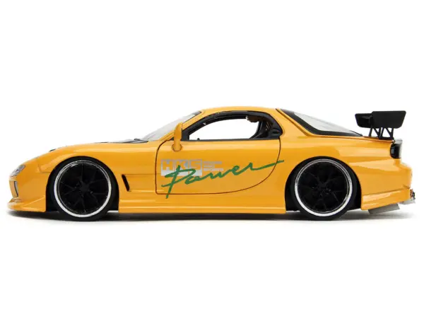 1993 Mazda RX-7 "HKS Power" Yellow with Carbon Hood "JDM Tuners" Series 1/24 Diecast Model Car by Jada #2
