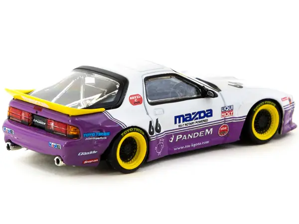 Mazda RX-7 FC3S Pandem RHD (Right Hand Drive) #66 White and Purple with Graphics "Hobby64" Series 1/64 Diecast Model Car by Tarmac Works #3