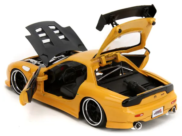 1993 Mazda RX-7 "HKS Power" Yellow with Carbon Hood "JDM Tuners" Series 1/24 Diecast Model Car by Jada #4