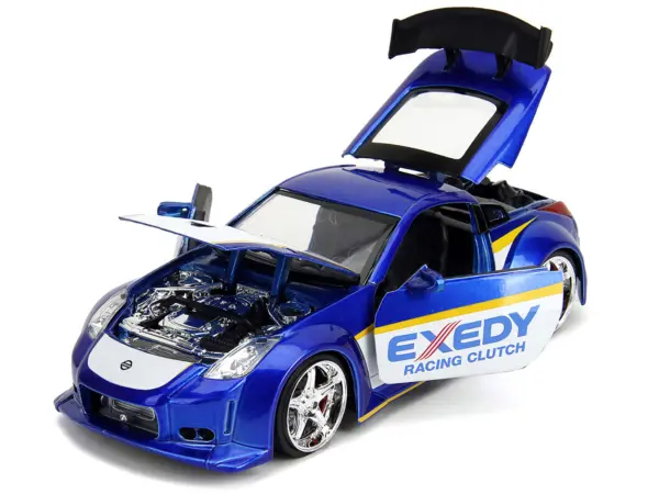2003 Nissan 350Z "Exedy Racing Clutch" Candy Blue and White "JDM Tuners" Series 1/24 Diecast Model Car by Jada #2