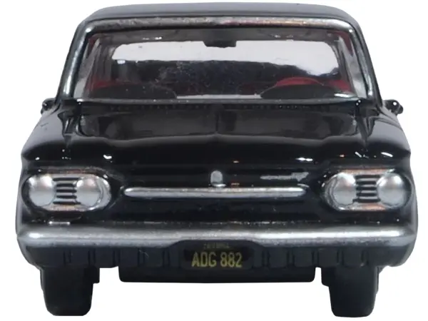 1963 Chevrolet Corvair Coupe Tuxedo Black with Red Interior  1/87 (HO) Scale Diecast Model Car by Oxford Diecast #3