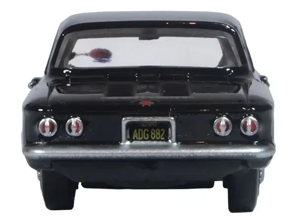 1963 Chevrolet Corvair Coupe Tuxedo Black with Red Interior  1/87 (HO) Scale Diecast Model Car by Oxford Diecast #4