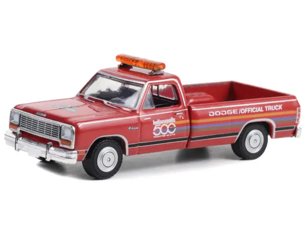 1987 Dodge Ram D-250 Pickup Truck "71st Annual Indianapolis 500 Mile Race Dodge Official Truck" Red with Stripes "Hobby Exclusive" Series 1/64 Diecast Model Car by Greenlight #2