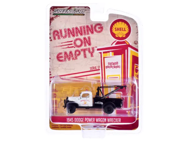 1945 Dodge Power Wagon Wrecker Tow Truck "Shell Oil" White and Black "Running on Empty" Series 17 1/64 Diecast Model Car by Greenlight #3