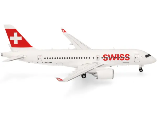 Airbus A220-100 Commercial Aircraft "Swiss International Air Lines" (HB-JBH) White with Red Tail 1/200 Diecast Model Airplane by Herpa #2