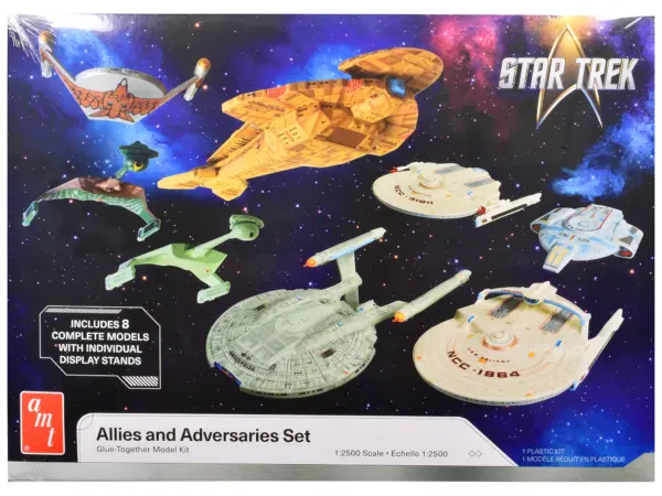 Skill 2 Model Kit Allies and Adversaries Space Ship Set "Star Trek" Franchise 1/2500 Scale Model by AMT #1