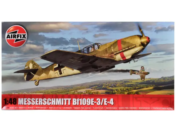 Level 2 Model Kit Messerschmitt Bf109E-3/E-4 Fighter Aircraft with Scheme Options 1/48 Plastic Model Kit by Airfix #1