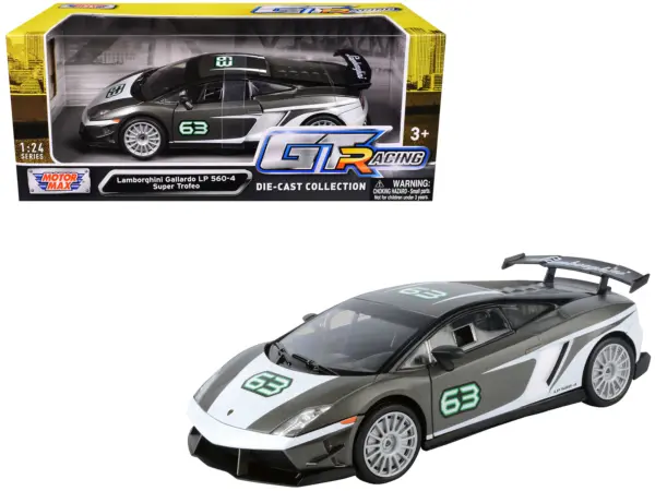 Lamborghini Gallardo LP 560-4 Super Trofeo #63 Gray Metallic and White "GT Racing" Series 1/24 Diecast Model Car by Motormax #1