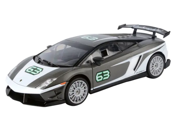 Lamborghini Gallardo LP 560-4 Super Trofeo #63 Gray Metallic and White "GT Racing" Series 1/24 Diecast Model Car by Motormax #2