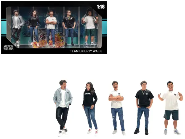 "Team Liberty Walk" 5 piece Figure Set for 1/18 Scale Models by American Diorama #1