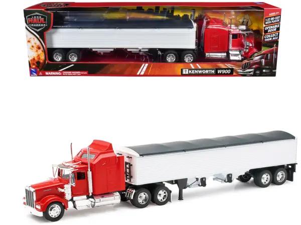 Kenworth W900 Grain Truck Red and White "Long Haul Truckers" Series 1/32 Diecast Model by New Ray #1