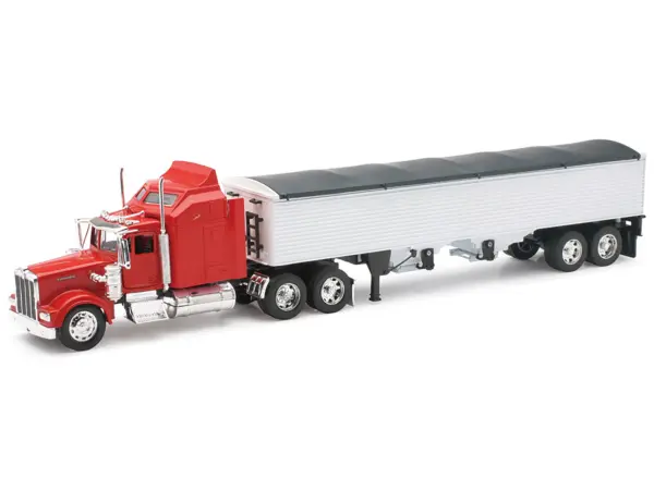Kenworth W900 Grain Truck Red and White "Long Haul Truckers" Series 1/32 Diecast Model by New Ray #2