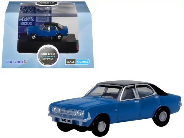 Ford Cortina MKIII RHD (Right Hand Drive) Electric Monza Blue with Black Top 1/148 (N) Scale Diecast Model Car by Oxford Diecast #1