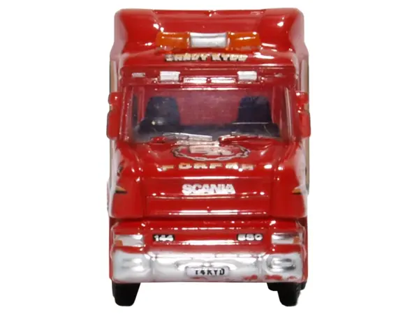 Scania T-Cab Truck RHD (Right Hand Drive) with Lowboy Trailer "Sandy Kydd" Red with Stripes 1/148 (N) Scale Diecast Model Car by Oxford Diecast #3