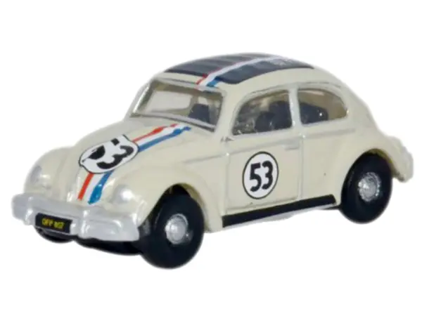 Volkswagen Beetle #53 Beige with Stripes and Black Top 1/148 (N) Scale Diecast Model Car by Oxford Diecast #2