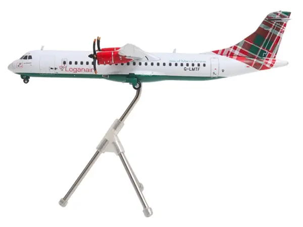 ATR 72-600 Commercial Aircraft "Loganair - Isle of Man's Airline" (G-LMTF) White with Green and Red Plaid Tail "Gemini 200" Series 1/200 Diecast Model Airplane by GeminiJets #2