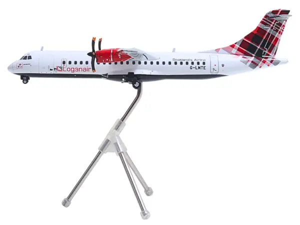 ATR 72-600 Commercial Aircraft "Loganair - Scotland's Airline" (G-LMTE) White with Red Plaid Tail "Gemini 200" Series 1/200 Diecast Model Airplane by GeminiJets #3