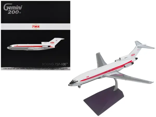 Boeing 727-100 Commercial Aircraft "Trans World Airlines (TWA)" (N851TW) White with Red Stripes "Gemini 200" Series 1/200 Diecast Model Airplane by GeminiJets #1
