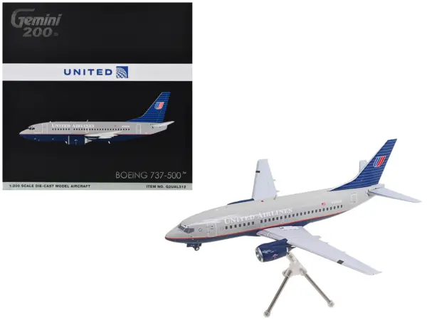 Boeing 737-500 Commercial Aircraft "United Airlines - Classic 737 Series" (N936UA) Gray with Blue Tail "Gemini 200" Series 1/200 Diecast Model Airplane by GeminiJets #1