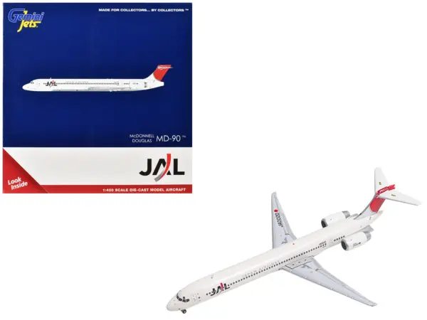 McDonnell Douglas MD-90 Commercial Aircraft "Japan Airines" (JA002D) White with Red Tail 1/400 Diecast Model Airplane by GeminiJets #1