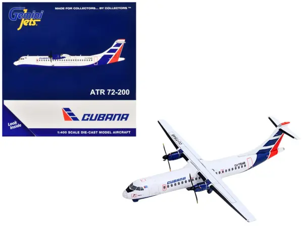 ATR 72-200 Commercial Aircraft "Cubana Airlines" (CU-T1548) White with Red and Blue Stripes 1/400 Diecast Model Airplane by GeminiJets #1
