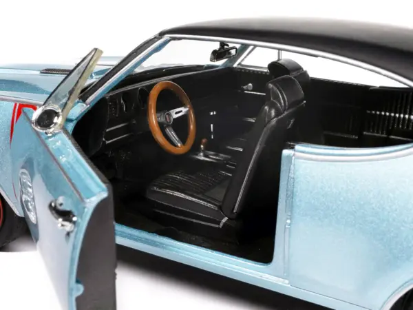 1968 Oldsmobile 442 W30 Holiday Coupe Teal Frost Metallic with Red Stripes and Black Vinyl Top "Hemmings Motor News July 2023 Cover Car" "American Muscle" Series 1/18 Diecast Model Car by Auto World #4