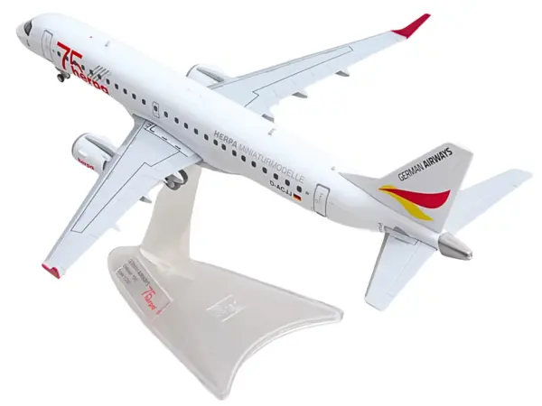 Embraer E190 Commercial Aircraft "German Airways - Herpa 75 Years" (D-ACJJ) White with Graphics 1/200 Diecast Model by Herpa #4