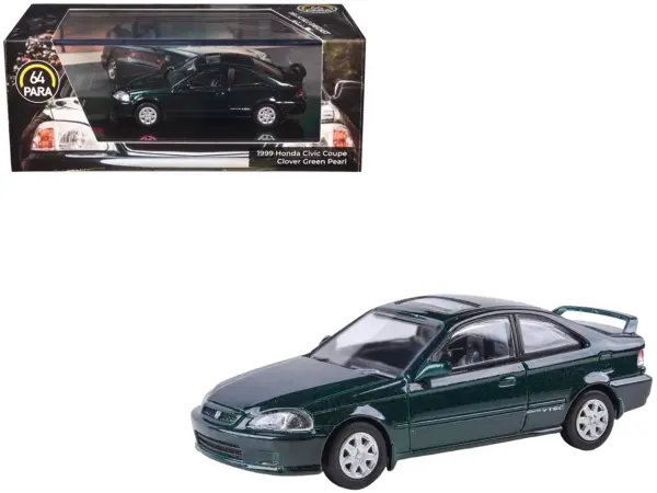 1999 Honda Civic Si EM1 Clover Green Pearl Metallic with Sunroof 1/64 Diecast Model Car by Paragon #1