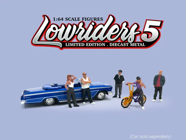 "Lowriders #5" 6 piece (5 People 1 Bicycle) Diecast Figures Set 1/64 Scale Models by American Diorama #3