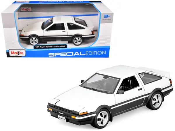 Toyota Sprinter Trueno AE86 RHD (Right Hand Drive) White with Black Stripes "Special Edition" Series 1/24 Diecast Model Car by Maisto #1