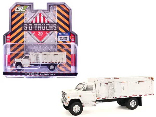 1980 Chevrolet C-70 Grain Truck White (Weathered) "S.D. Trucks" Series 20 1/64 Diecast Model by Greenlight #1