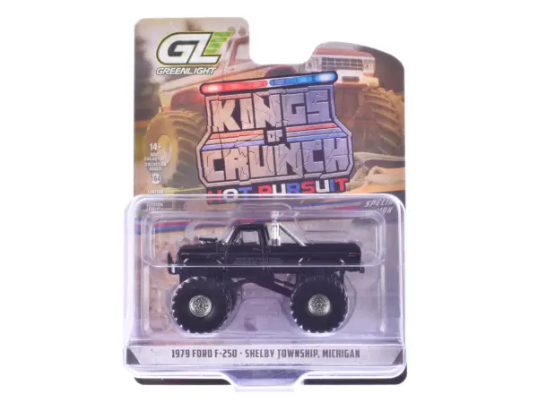 1979 Ford F-250 Monster Truck "Shelby Township Police Michigan" Black "Kings of Crunch - Hot Pursuit" Special Edition 1/64 Diecast Model Car by Greenlight #1