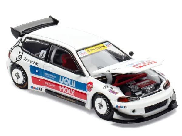 Pandem Civic EG6 RHD (Right Hand Drive) White with Stripes and Graphics "VDX - Tokyo Auto Salon Hong Kong 2025" Special Edition 1/64 Diecast Model Car by Pop Race #2