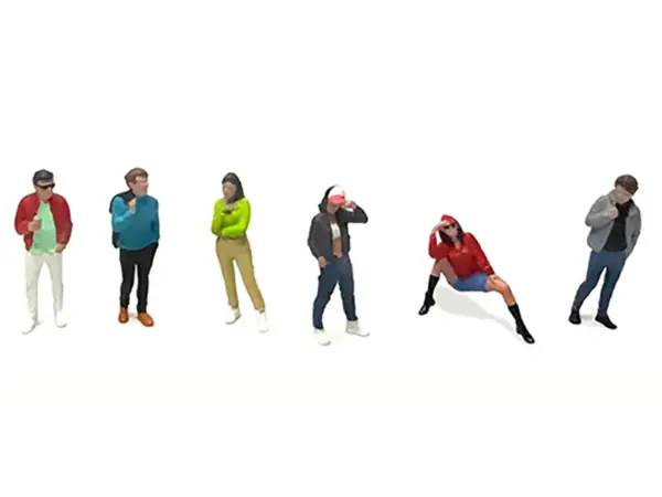 "Hanging Out #3" 6 piece Diecast Figure Set (6 Figures) Limited Edition for 1/64 Scale Models by American Diorama #2