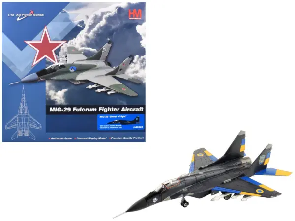 Mikoyan MIG-29 Fulcrum Aircraft "Ghost of Kyiv 40th Tactical Aviation Brigade Vasylkiv Air Base" (2023) Ukrainian Air Force "Air Power Series" 1/72 Diecast Model by Hobby Master #1