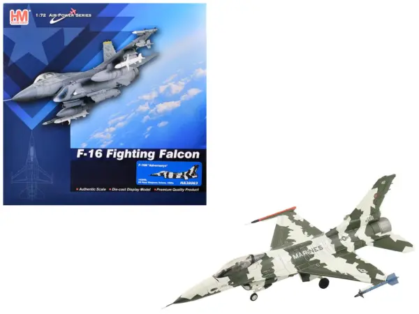 General Dynamics F-16N Fighting Falcon Fighter Aircraft "163269 U.S. Navy Fighter Weapons School" (1990s) United States Marine Corps "Air Power Series" 1/72 Diecast Model by Hobby Master #1