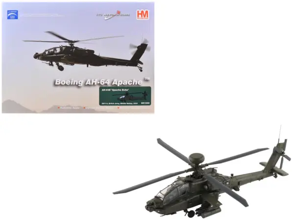 Boeing AH-64E Apache Echo Attack Helicopter "ZM714 Middle Wallop" (2022) British Army "Air Power Series" 1/72 Diecast Model by Hobby Master #1