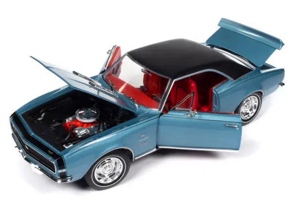 1967 Chevrolet Yenko Camaro YS760 Nantucket Blue Metallic with Black Stripes, Black Vinyl Top, and Red Interior "Muscle Car & Corvette Nationals" (MCACN) "American Muscle" Series 1/18 Diecast Model Car by Auto World #2