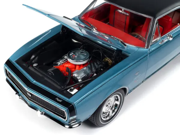 1967 Chevrolet Yenko Camaro YS760 Nantucket Blue Metallic with Black Stripes, Black Vinyl Top, and Red Interior "Muscle Car & Corvette Nationals" (MCACN) "American Muscle" Series 1/18 Diecast Model Car by Auto World #3