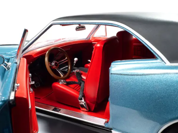 1967 Chevrolet Yenko Camaro YS760 Nantucket Blue Metallic with Black Stripes, Black Vinyl Top, and Red Interior "Muscle Car & Corvette Nationals" (MCACN) "American Muscle" Series 1/18 Diecast Model Car by Auto World #4